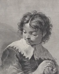 Boy with a Lace Collar Holding a Piece of Fruit