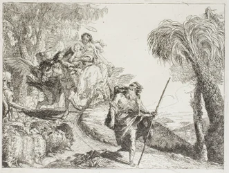 The Holy Family Descending a Forest Path, Near a Flock and Some Shepherds (plate 21 from The Flight into Egypt)