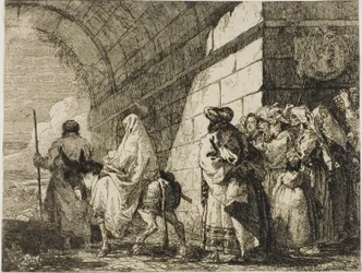The Holy Family Leaving by a City Gate, plate seven from The Flight into Egypt