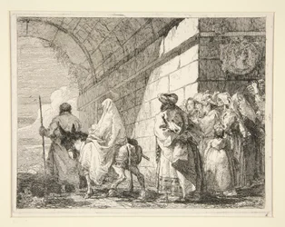 The Holy Family Passing under an Arch, Leaving by a City Gate, from the Series Idee Pittoresche Sopra la Fuga in Egitto (Flight into Egypt)