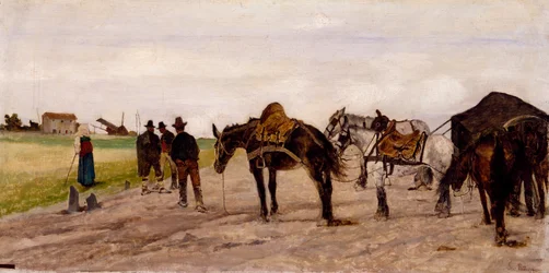 Wagon and Peasants in the Roman Countryside, by Giovanni Fattori