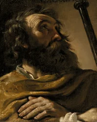 Saint Alexius in a Brown Wrap, Holding a Staff