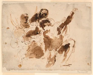 Study of Four Figures, for the Burial of St. Petronilla Altarpiece at St. Peter