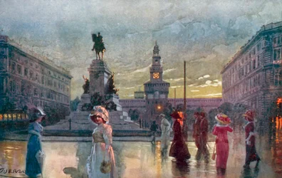 Milan: Largo Cairoli and Monument to Garibaldi