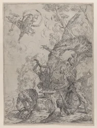 The Forge of Vulcan with Smiths Striking an Anvil with Hammers, 1640-59