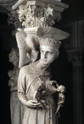 Detail of the Sculpted Groups Supporting the Chair: The Church Nourishing Its Children
