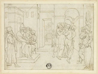 Pilate Washing His Hands, with Christ Being Led Away