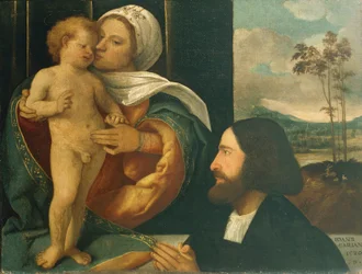 Madonna with Child and devotee