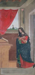 Virgin Annunciate, annunciation panel originally forming one of the outside shutters of the organ in San Bartolomeo, Vicenza