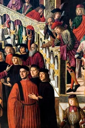 The miraculous healing of the daughter of Benvegnudo da San Polo thanks to a relic of the cross, circa 1502