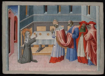 Saint Clare of Assisi Blessing the Bread Before Pope Innocent IV