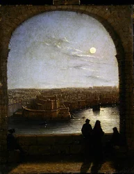 Inside the Fortifications, Valetta - View from an Arch by Night