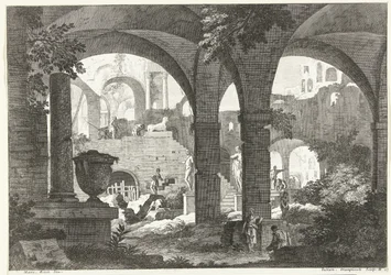 View Through Vaults to Ruins and Statues with Some Figures