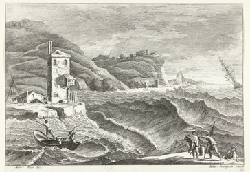 Coastal Landscape with Storm at Sea and Beacon Italian Landscapes (series title)