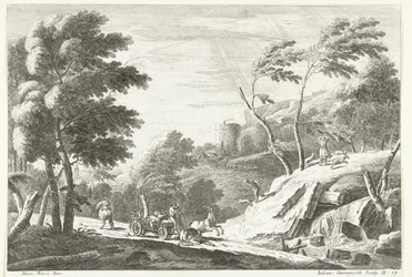 Landscape with Thunderstorm and Frightened Animals by Small Waterfall Italian Landscapes (series title)