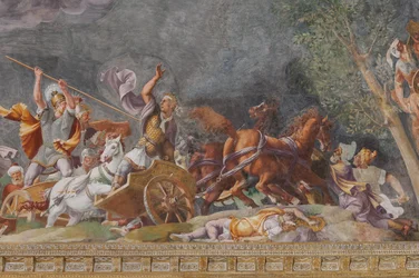 Detail representing a battle, The Trojan Horse, Chamber of Troy