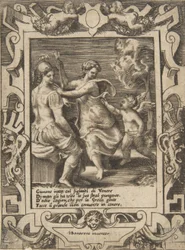 Athena Seated Near Juno Who Has Taken Away Cupid