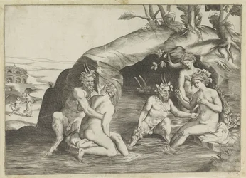 Three Nymphs and Two Satyrs Bathing