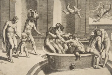Men and Women Bathing, Some Embracing, 1531-76