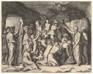 Moses Telling the Israelites to Gather the Manna and Moses Striking the Rock