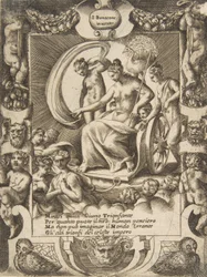 The triumph of Juno who is sat in a carriage, set within an elaborate frame, 1531-76