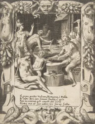 Vulcan, Neptune, Athena and Other Gods Making Shackles to Pull Jupiter from the Heavens