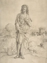 Saint John the Baptist Standing in Landscape, Figures and Buildings in the Background, ca. 1505-10
