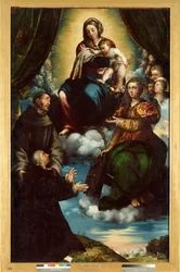 The Madonna and Child, Saint Catherine of Alexandria, Saint Francis and Pietro Martire Stampa