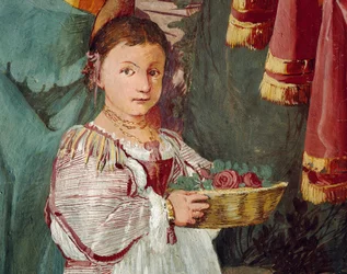 Nymph Amaryllis crowned winner of a kissing competition, fresco by Giulio Carpioni, inspired by the pastoral play 