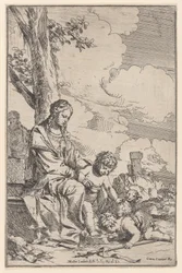 The Holy Family with the infant Saint John kissing Christ