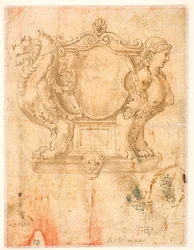 Sculptured Casket or Coffin with Empty Escutcheon