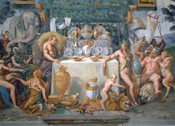 The noble banquet celebrating the marriage of Cupid and Psyche, (detail)