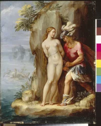 Perseus Rescuing Andromeda. Painting by Giuseppe Cesari (1568-1640), oil on wood, around 1590. Italian art (Rome)