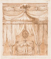 Bedroom alcove with a figure