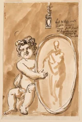 Seated Putto with Medallion
