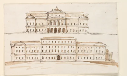 Two Elevations of the Central Part of a Palace