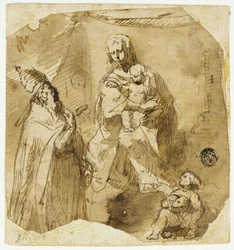 Madonna and Child with Infant John the Baptist and Ecclesiastic Saint