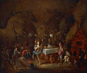 Witches meet, by Giuseppe Bernardino Bison, oil on canvas, Italy