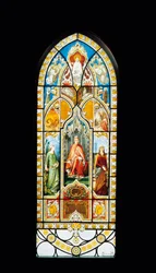Stained-glass window with Triumph of Dante