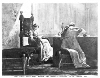 Lucrezia Borgia and her father Pope Alexander VI