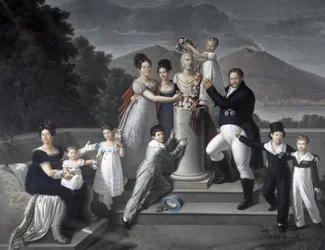 Family of King Francesco I of the Two Sicilies. From left to right: Maria Isabella di Borbone-Spain, Maria Carolina Ferdinanda, Maria Antonietta Grand Duchess di Toscana, Luisa Carlotta, Maria Cristina Queen of Spain, Ferdinand
