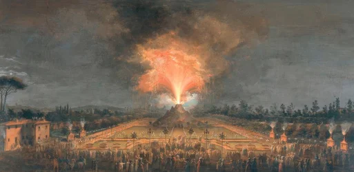 Night Festival with Fire-Breathing Volcano in the Cascine in Florence in Honor of Grand Duke Ferdinand III