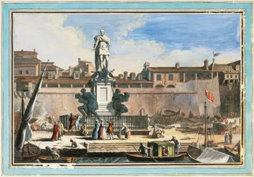 View of Livorno: Quattro Mori monument (The Four Moors), illustration