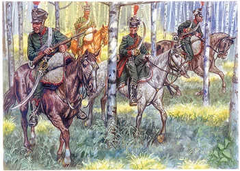 First Empire: Horseback Hunters of the Great Army of Napoleon I Patrol - Illustration by Giuseppe Rava