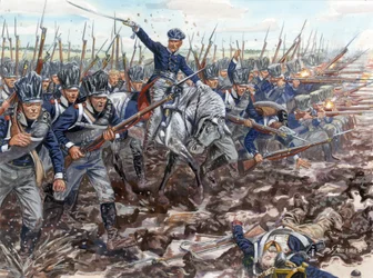 First Empire: Prussian Infantry Charging 1813 - Illustration by Giuseppe Rava