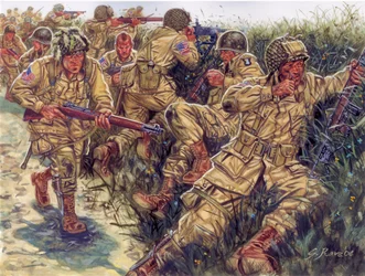 Second World War: 101st Airborne Division (101st US Airborne Division) nicknamed Screaming Eagles - Illustration by Giuseppe Rava