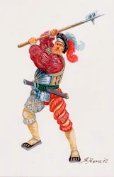 A Landsknecht German mercenary pikemen (Illustration)