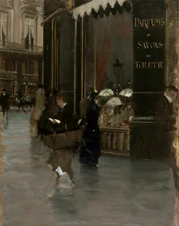 La parfumerie Violet, at the corner of Boulevard des Capucines and Rue Scribe (c. 1880)