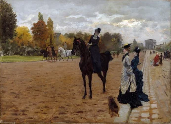 The Amazon Cavaliere talking with walkers Avenue Foch in Paris