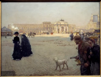 The Place du Carrousel Ruins of the Tuileries in 1882. Painting by Guiseppe Nittis (1846-1884)